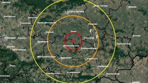 Слабо земетресение в Старозагорско с епицентър между Димитровград и Опан
