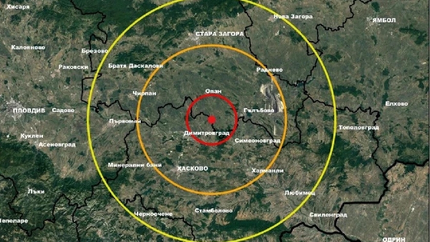 Слабо земетресение в Старозагорско с епицентър между Димитровград и Опан